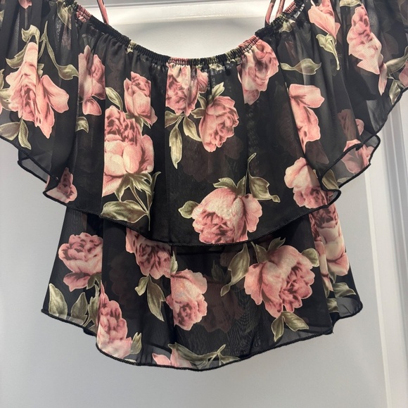 Tobi Off The Shoulder Flounce Floral Chiffon Blouse - Picture 4 of 7